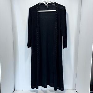 Vtg 90s Duster Cardigan Long Sweater Medium‎ Knit Whimsigoth Y2K Witchy Hippie